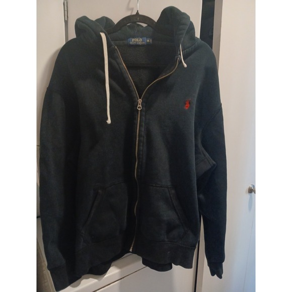 Other - Polo by Ralph Lauren Mens Full Zip Hoodie XXL Black Sweatshirt Red Pony Logo